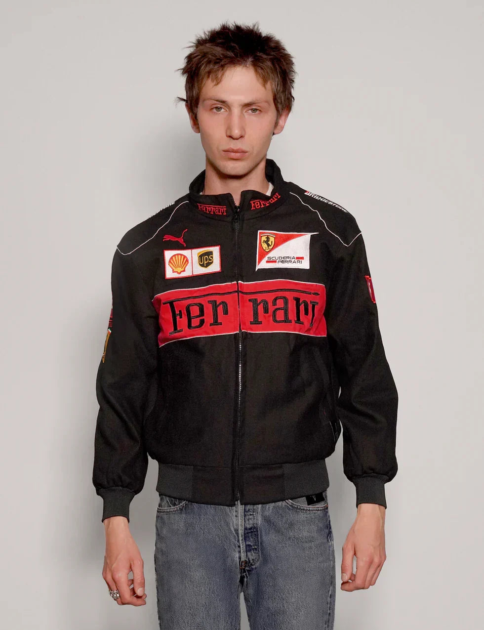 Darkcity Black Ferrari Racing Jacket – Luxury Motorsport-Inspired Streetwear