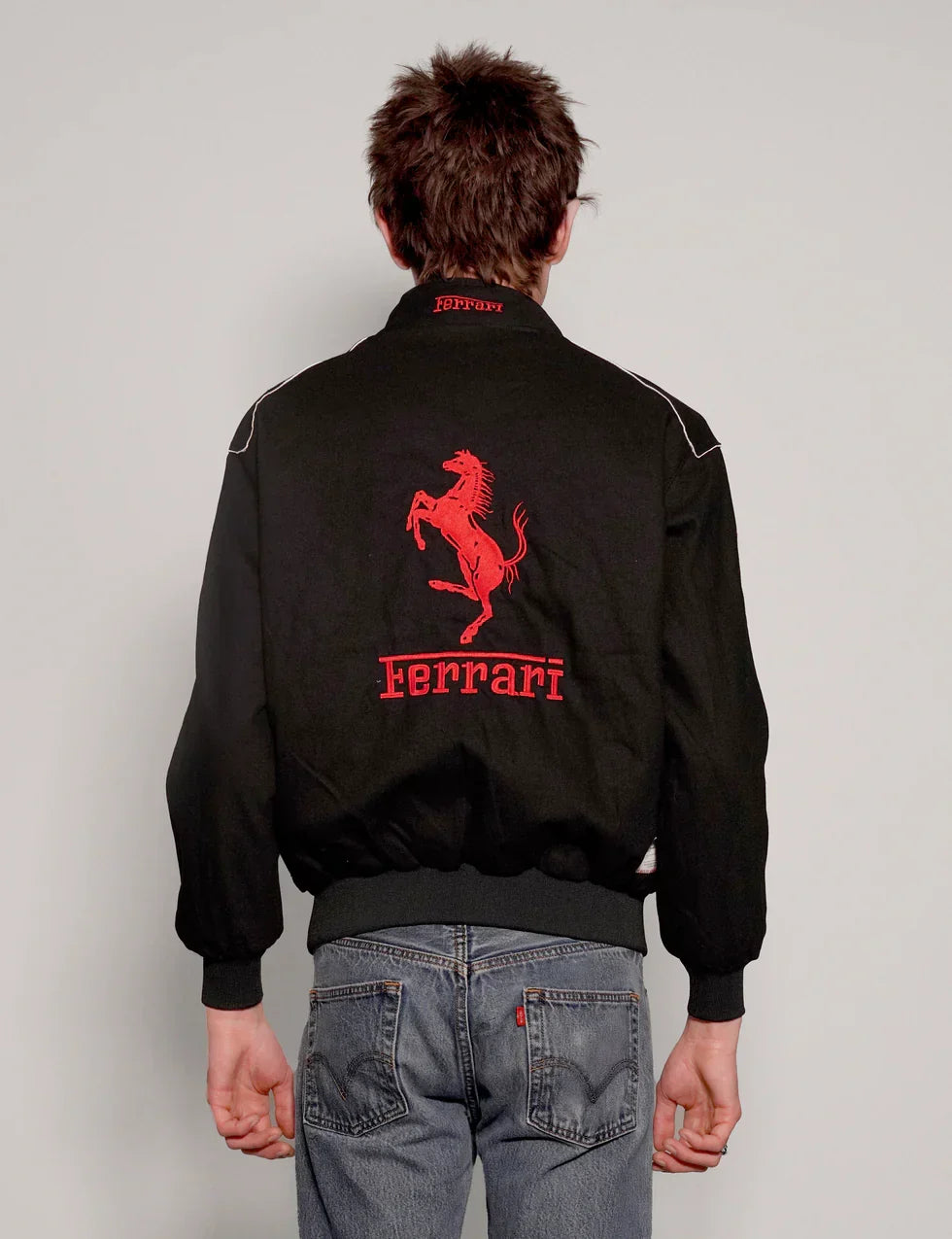 Darkcity Black Ferrari Racing Jacket – Luxury Motorsport-Inspired Streetwear