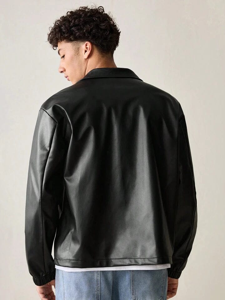 Black leather simple jacket