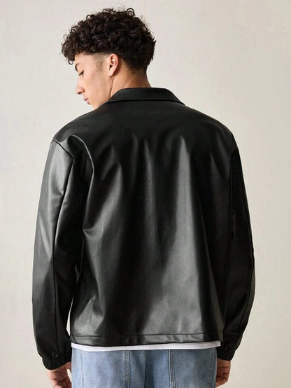 Black leather simple jacket