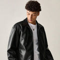 Darkcity Men’s Black Faux Leather Jacket – Classic Zip-Up Streetwear Style
