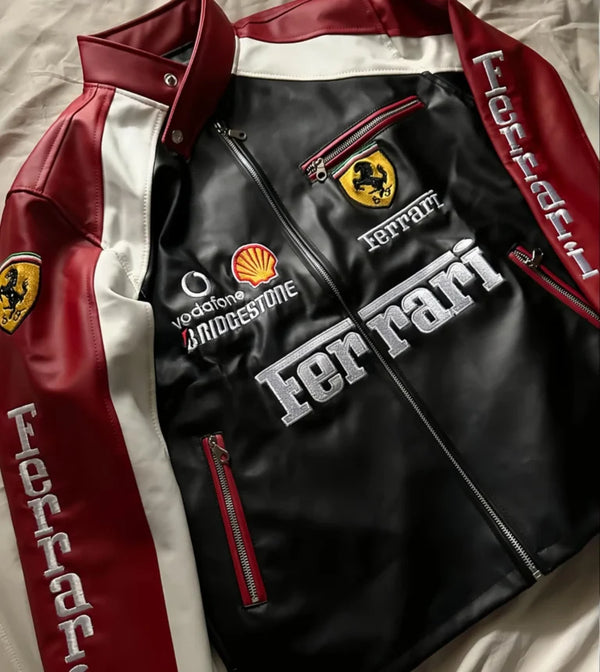 Ferrari F1 Genuine Leather Racing Jacket – Official