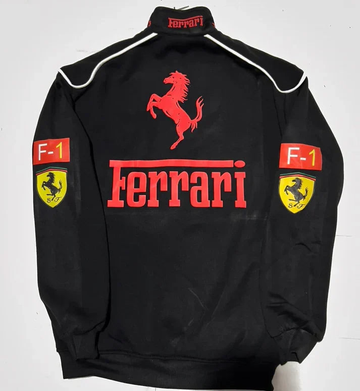 Black Ferrari Racing Jacket – Darkcity Street Performance Edition