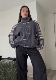 Darkcity Striped Button Chinese Jacket – Modern Harajuku Fusion (Grey)