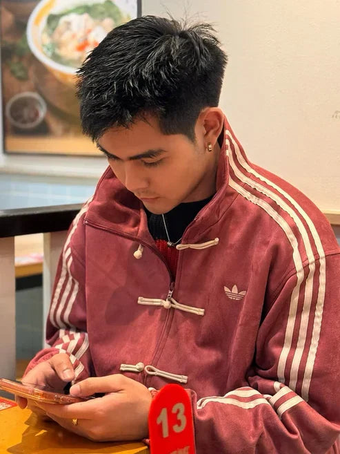 Darkcity CNY-Inspired Streetwear Jacket – Maroon Suede Edition