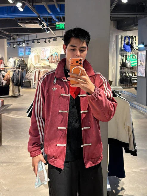 Darkcity CNY-Inspired Streetwear Jacket – Maroon Suede Edition