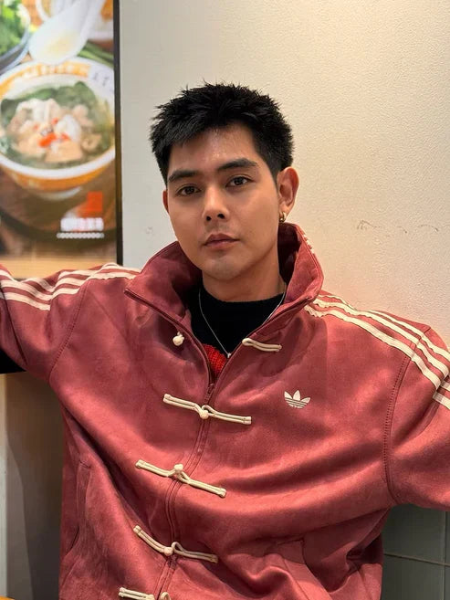 Darkcity CNY-Inspired Streetwear Jacket – Maroon Suede Edition